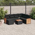 vidaXL Loungegrupp för trädgården med dynor 8 delar svart konstrotting 3227889