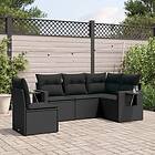 vidaXL Loungegrupp för trädgården med dynor 5 delar svart konstrotting 3252502