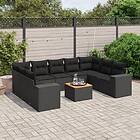 vidaXL Loungegrupp 10 delar med svarta dynor konstrotting 3257917