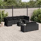 vidaXL Loungegrupp 10 delar med svarta dynor konstrotting 3223024