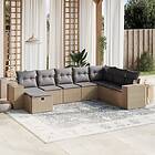 vidaXL Soffgrupp för trädgård med dynor 8 delar mixbeige konstrotting 3264515