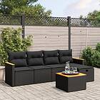 vidaXL Loungegrupp med dynor 6 delar svart konstrotting 3265290