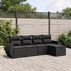 vidaXL Loungegrupp för trädgården med dynor 5 delar svart konstrotting 3264081