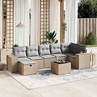 vidaXL Soffgrupp för trädgård med dynor 8 delar mixbeige konstrotting 3264465