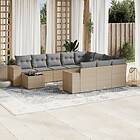 vidaXL Loungegrupp för trädgården m. dynor 11 delar beige konstrotting 3255466