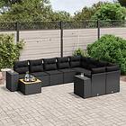 vidaXL Loungegrupp 10 delar med svarta dynor konstrotting 3225607