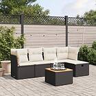 vidaXL Loungegrupp med dynor 6 delar svart konstrotting 3264710