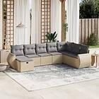 vidaXL Soffgrupp för trädgård med dynor 8 delar mixbeige konstrotting 3264205