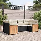 vidaXL Loungegrupp med dynor 6 delar svart konstrotting 3227939