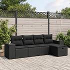 vidaXL Loungegrupp för trädgården med dynor 5 delar svart konstrotting 3264391
