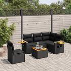 vidaXL Loungegrupp med dynor 6 delar svart konstrotting 3226818