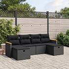 vidaXL Loungegrupp med dynor 6 delar svart konstrotting 3265339