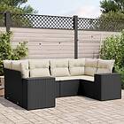 vidaXL Loungegrupp med dynor 6 delar svart konstrotting 3222975