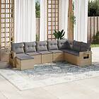 vidaXL Matgrupp för trädgården med dynor 8 delar beige konstrotting 3220558