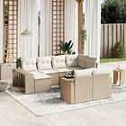 vidaXL Loungegrupp för trädgården m. dynor 11 delar beige konstrotting 3228908