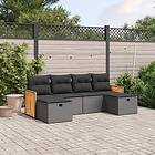 vidaXL Loungegrupp med dynor 6 delar svart konstrotting 3265773