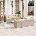 vidaXL Soffgrupp för trädgården med dynor 9 delar beige konstrotting 3255855