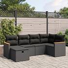 vidaXL Loungegrupp med dynor 6 delar svart konstrotting 3265297