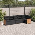 vidaXL Loungegrupp med dynor 6 delar svart konstrotting 3227665