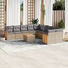 vidaXL Loungegrupp för trädgården m. dynor 11 delar beige konstrotting 3228040