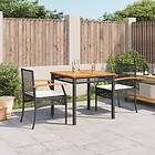 vidaXL Matgrupp för trädgården med dynor 3 delar svart konstrotting 3213560