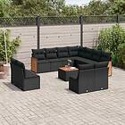 vidaXL Loungegrupp med dynor 12 delar svart konstrotting 3227770