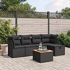 vidaXL Loungegrupp med dynor 6 delar svart konstrotting 3264709