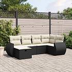 vidaXL Loungegrupp med dynor 6 delar svart konstrotting 3264102