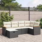 vidaXL Loungegrupp med dynor 6 delar svart konstrotting 3265298