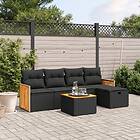 vidaXL Loungegrupp med dynor 6 delar svart konstrotting 3265724