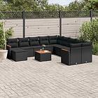 vidaXL Loungegrupp med dynor 12 delar svart konstrotting 3226573