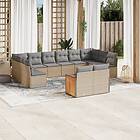 vidaXL Loungegrupp för trädgården m. dynor 11 delar beige konstrotting 3228124