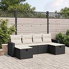 vidaXL Loungegrupp med dynor 6 delar svart konstrotting 3263542