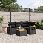 vidaXL Loungegrupp för trädgården med dynor 5 delar svart konstrotting 3226776