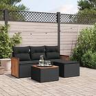 vidaXL Loungegrupp för trädgården med dynor 5 delar svart konstrotting 3227588