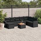 vidaXL Loungegrupp 10 delar med svarta dynor konstrotting 3256587