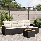 vidaXL Loungegrupp med dynor 6 delar svart konstrotting 3265291