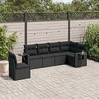 vidaXL Loungegrupp med dynor 6 delar svart konstrotting 3252562