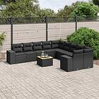 vidaXL Loungegrupp för trädgården m. dynor 11 delar konstrotting svart 3225635