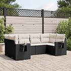 vidaXL Loungegrupp med dynor 6 delar svart konstrotting 3220575