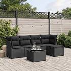 vidaXL Loungegrupp med dynor 6 delar svart konstrotting 3263141