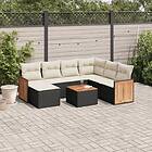 vidaXL Loungegrupp för trädgården med dynor 8 delar svart konstrotting 3227890