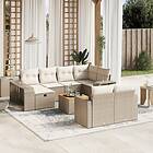 vidaXL Loungegrupp för trädgården m. dynor 11 delar beige konstrotting 3266258