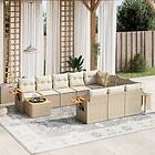 vidaXL Loungegrupp för trädgården m. dynor 11 delar beige konstrotting 3227206
