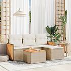 vidaXL Soffgrupp för trädgården med dynor 5 delar beige konstrotting 3227591