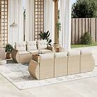 vidaXL Matgrupp för trädgården med dynor 8 delar beige konstrotting 3224910