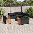 vidaXL Loungegrupp med dynor 12 delar svart konstrotting 3228183