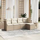 vidaXL Soffgrupp för trädgården med dynor 5 delar beige konstrotting 3263134
