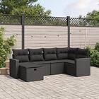 vidaXL Loungegrupp med dynor 6 delar svart konstrotting 3263481