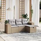 vidaXL Soffgrupp för trädgård med dynor 4 delar mixbeige konstrotting 3264375